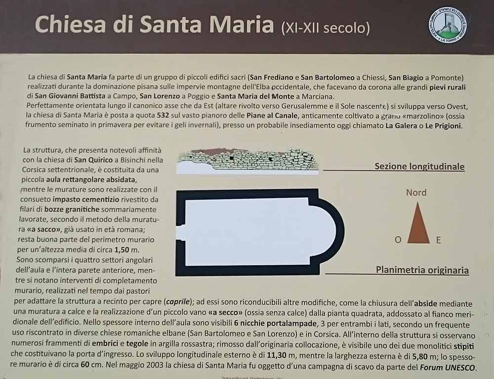 Cartello descrittivo della chiesa di Santa Maria alle Piane al Canale