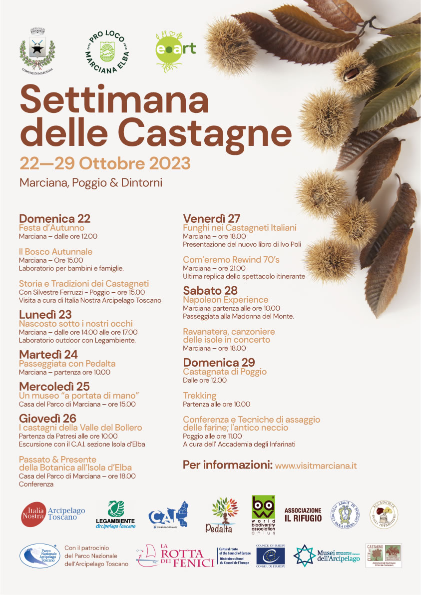 Settimana delle Castagne 2023: dal 22 al 29 ottobre a Marciana e Poggio